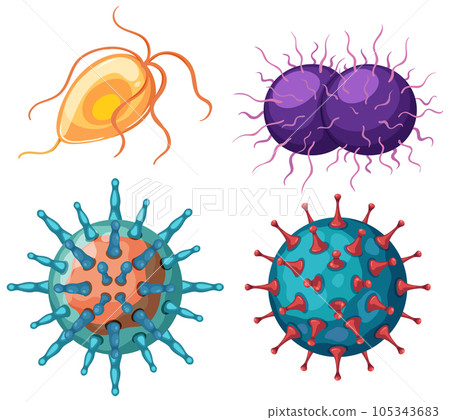 Set of virus and bacteria icons - Stock Illustration [105343683] - PIXTA