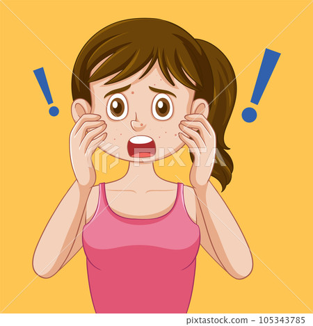 Teen Girl with Acne on Face Teen Girl with Acne on Face 105343785