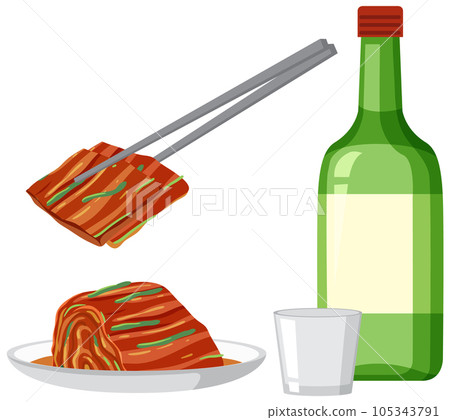 Kimchi and Soju with Glass 105343791