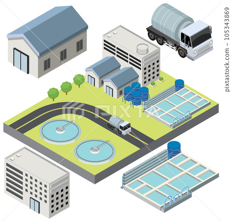 Set of isometric village isolated 105343869