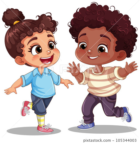 Kids Different Races Dancing Together Kids Different Races Dancing Together 105344003