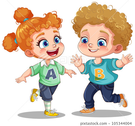 Couple kid different race dancing together Couple kid different race dancing together 105344004