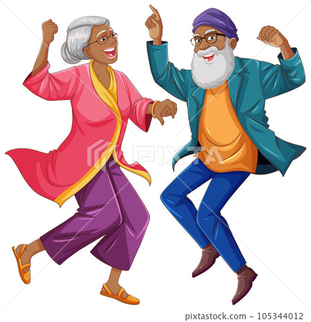 Happy old indian couple dancing Happy old indian couple dancing 105344012