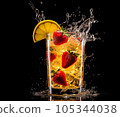 Fresh fruit cocktail in freeze motion splashing 105344038