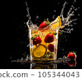 Fresh fruit cocktail in freeze motion splashing 105344043