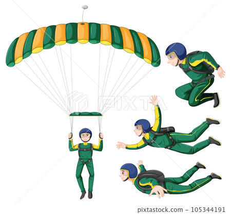 Set of skydiving carteeon character 105344191