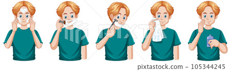 Teenage Man Shaving and Taking Care of His Skin Teenage Man Shaving and Taking Care of His Skin 105344245