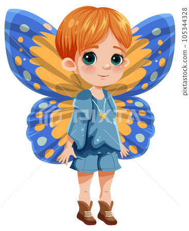 Little Fairy with Butterfly Wings Little Fairy with Butterfly Wings 105344328