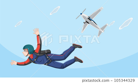 Skydiver flying with plane in the sky Skydiver flying with plane in the sky 105344329