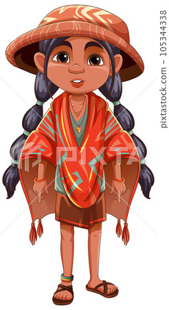 Girl wearing native American outfit Girl wearing native American outfit 105344338