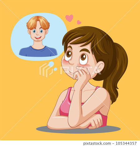 Teen Girl Thinking of Her Boyfriend 105344357