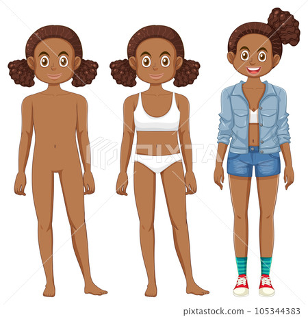 Set of African teenage cartoon character 105344383