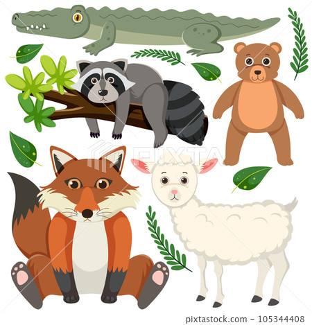 Set of mix animal character Set of mix animal character 105344408