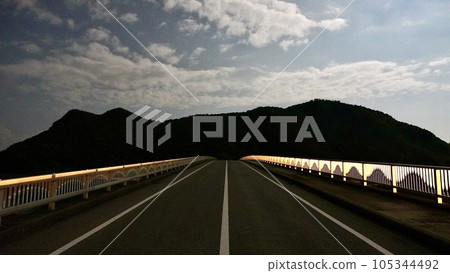 Aka Ohashi and Geruma Island at night on Aka Island Aka Ohashi and Geruma Island at night on Aka Island 105344492