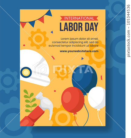 Happy Labor Day Vertical Poster Flat Cartoon Hand Drawn Templates Background Illustration Happy Labor Day Vertical Poster Flat Cartoon Hand Drawn Templates Background Illustration 105344536