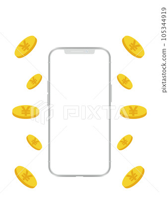 Smartphone and coin 105344919