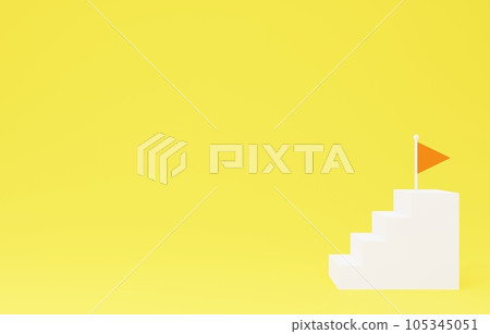 3D material _ simple stairs and flag _ yellow 105345051