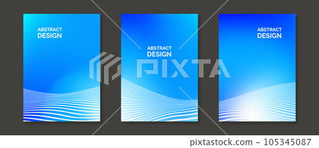 Abstract blue gradient posters with wavy lines. Fluid undulate shapes banner set. Minimal universal cover template pack. Modern design concept for card, banners, invitation, brochure, flyer. Vector 105345087