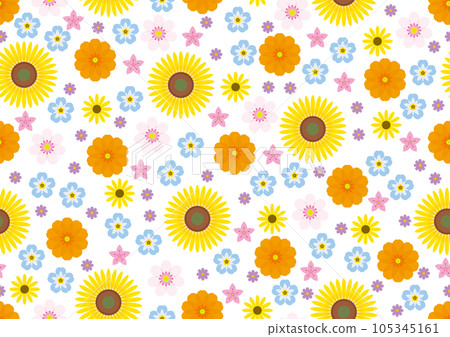 多彩花卉印花無縫圖案 105345161