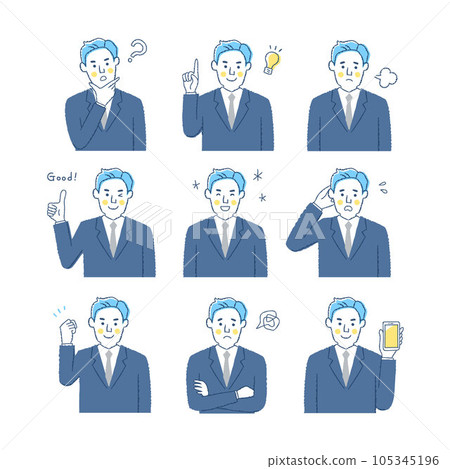 Male facial expression-O variation set 105345196