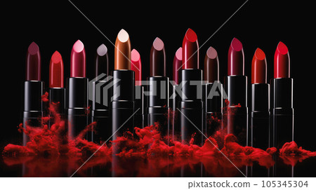 Set lipstick on black background,By AI Generative 105345304