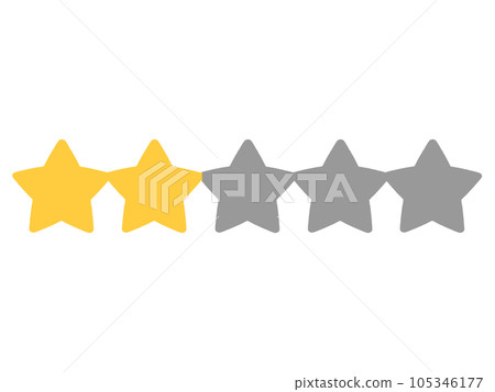 用於評價、等級、排名等的五星級標誌的插圖材料。 用於評價、等級、排名等的五星級標誌的插圖材料。 105346177