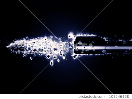 3d illustration of a bullet fired from a handgun 3d illustration of a bullet fired from a handgun 105346398