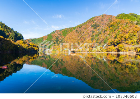 Okutama, Tokyo Lake Okutama with Autumn Leaves 105346608