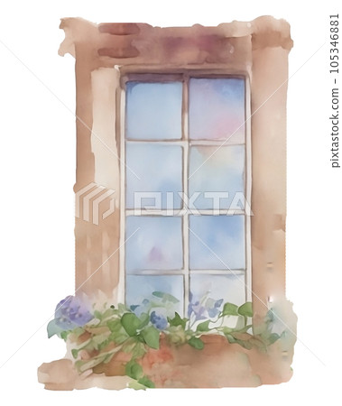 flower pot at window flower pot at window 105346881
