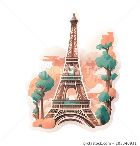Eiffel tower watercolor 105346931
