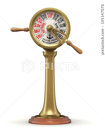 Antique engine room telegraph on white background - 3D illustration 105347078