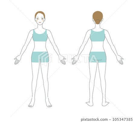 一個女人的全身正面和背面 105347385