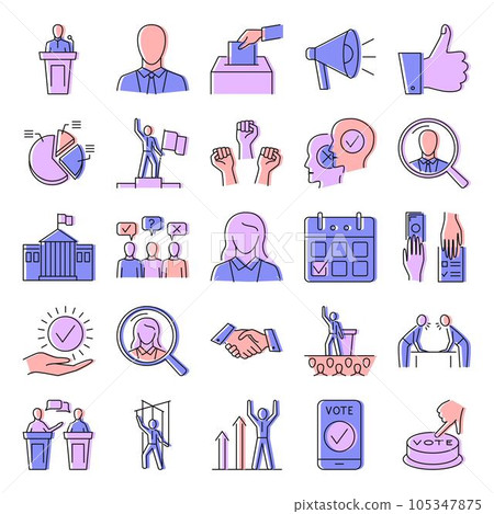 Politics and voting line icon set 105347875