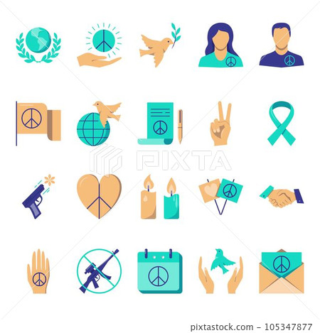 Peace icon set in flat style 105347877