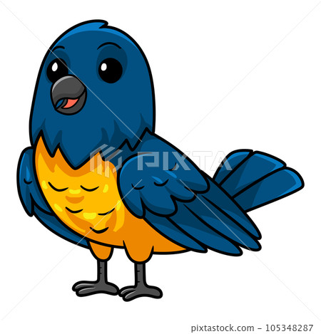 Cute thraupidae black and gold tanager bird cartoon 105348287
