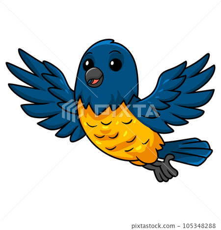 Cute thraupidae black and gold tanager bird cartoon 105348288