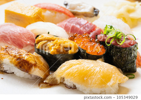 Nigiri Sushi in Sanriku Port Town Nigiri Sushi in Sanriku Port Town 105349029