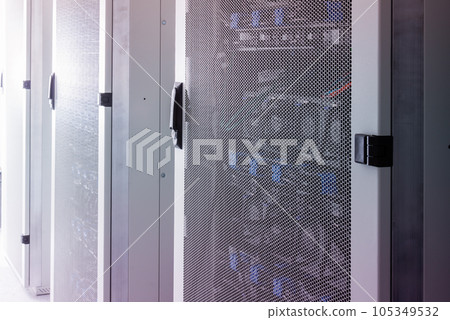 Shot of datacenter with server racks 105349532
