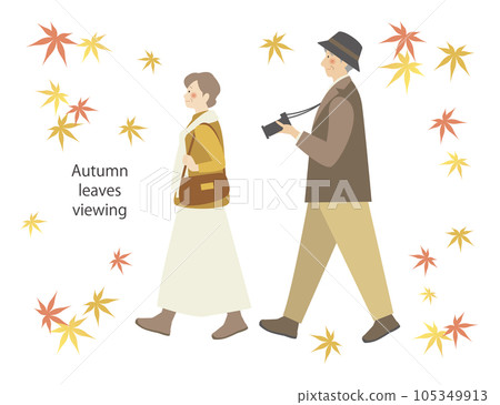 Autumn Illustration material of senior couple enjoying autumn leaves viewing vector Elderly couple Autumn Illustration material of senior couple enjoying autumn leaves viewing vector Elderly couple 105349913