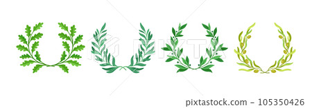 Wreaths or Chaplets of Leaves and Branches with... - Stock Illustration ...