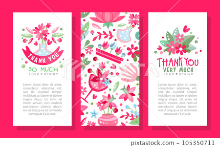 Pink Flower Banner Design with Flora Blossom Vector Template Pink Flower Banner Design with Flora Blossom Vector Template 105350711