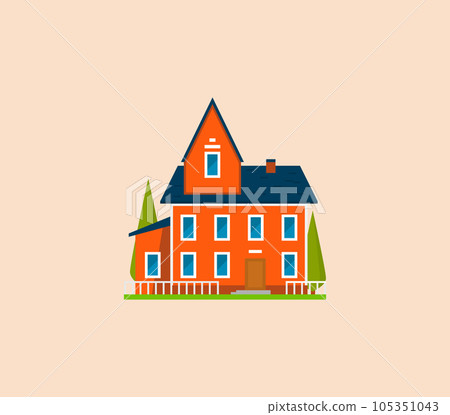 House or apartments. Family american townhouse. Neighborhood with cozy homes. Traditional Modern 105351043