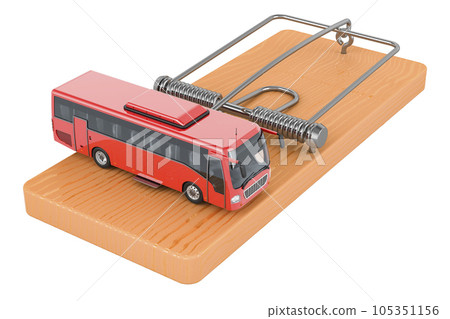 Bus inside mousetrap. 3D rendering 105351156