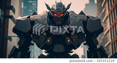 Giant robot that destroys cities and rules humanity to a level below Generative AI 105351219