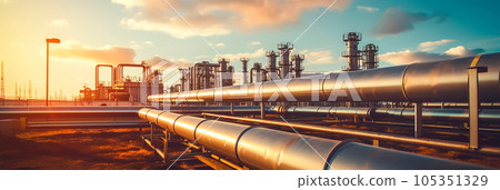 Large oil pipeline and gas pipeline in the process of oil refining and the movement of oil and gas Generative AI 105351329
