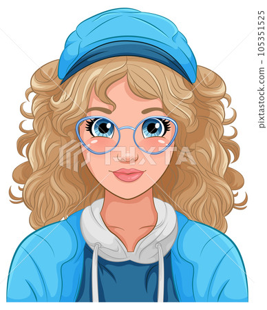 Woman portrait wearing cap and glasses 105351525