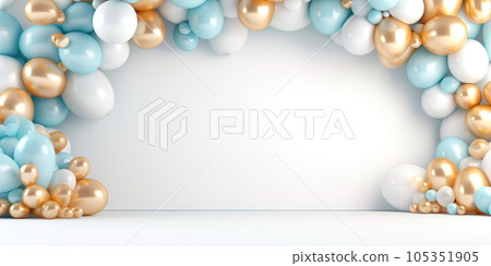 Balloon garland decoration elements. Frame arch for wedding, birthday, baby shower celebration. Generative AI 105351905