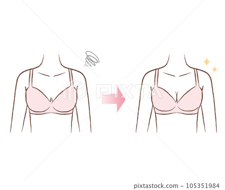 Breastfeeding Illustration of a body wearing a bra Before after 105351984