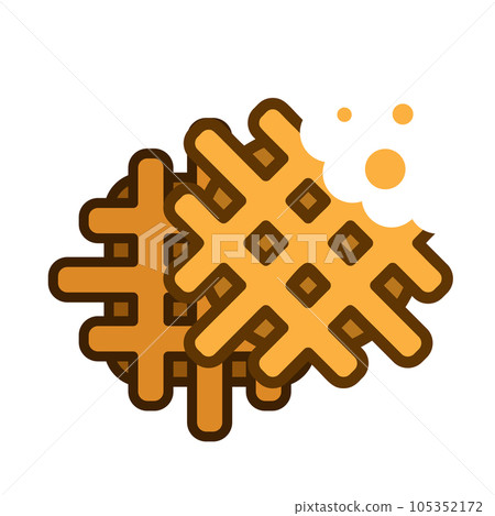 Belgian Waffle Icon, Waffled Cookie Logo, Soft Belgium Waffles, Wafer Biscuit Breakfast on White Background 105352172