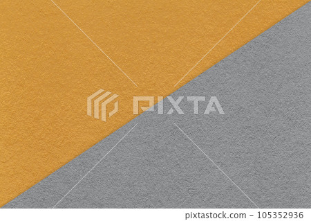 Texture of craft dark orange and gray paper background, half two colors, macro. Vintage kraft grey cardboard. 105352936